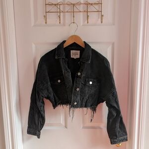 Zara Black Cropped Jean Jacket